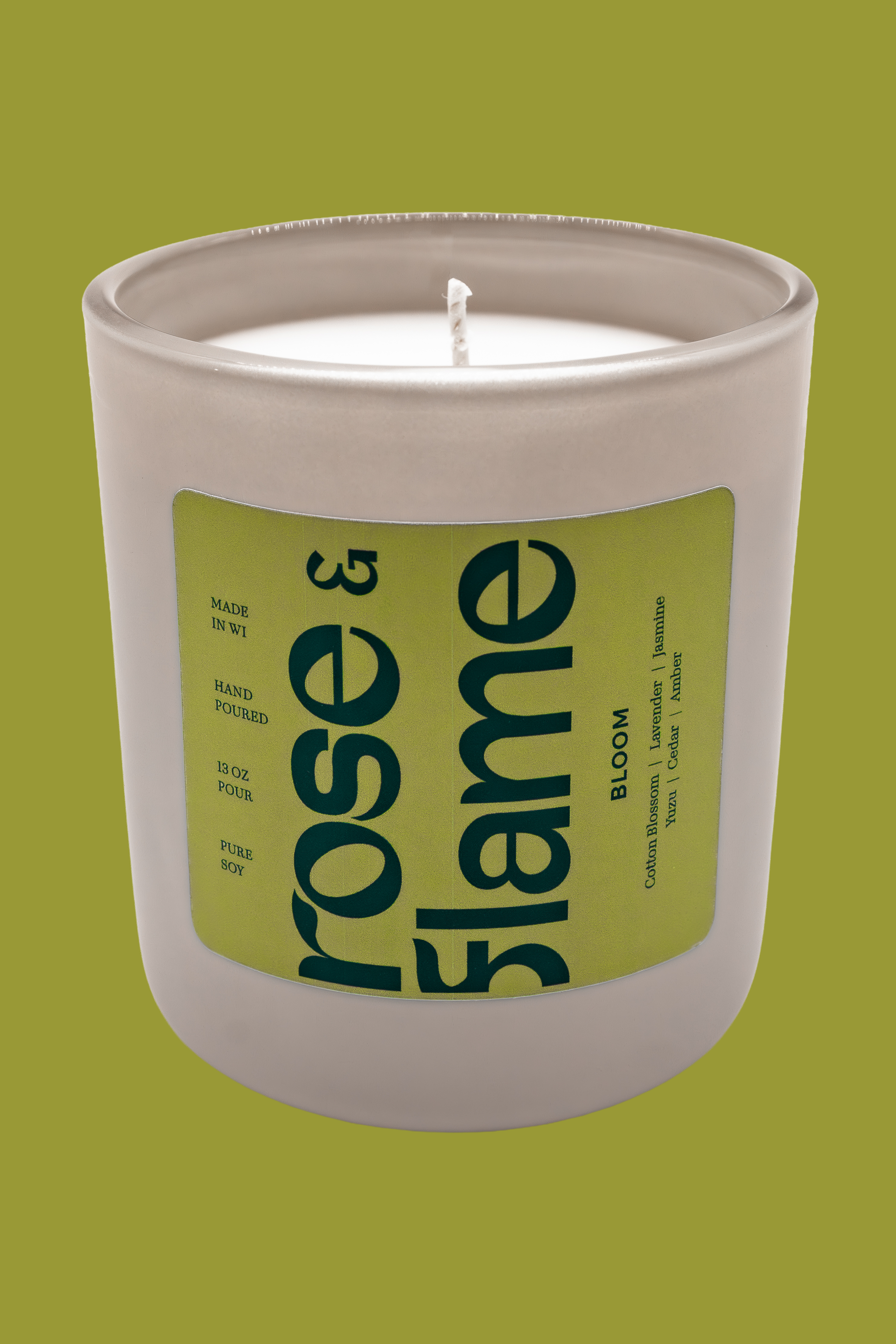 Bloom 13 oz soy candle in a glass jar