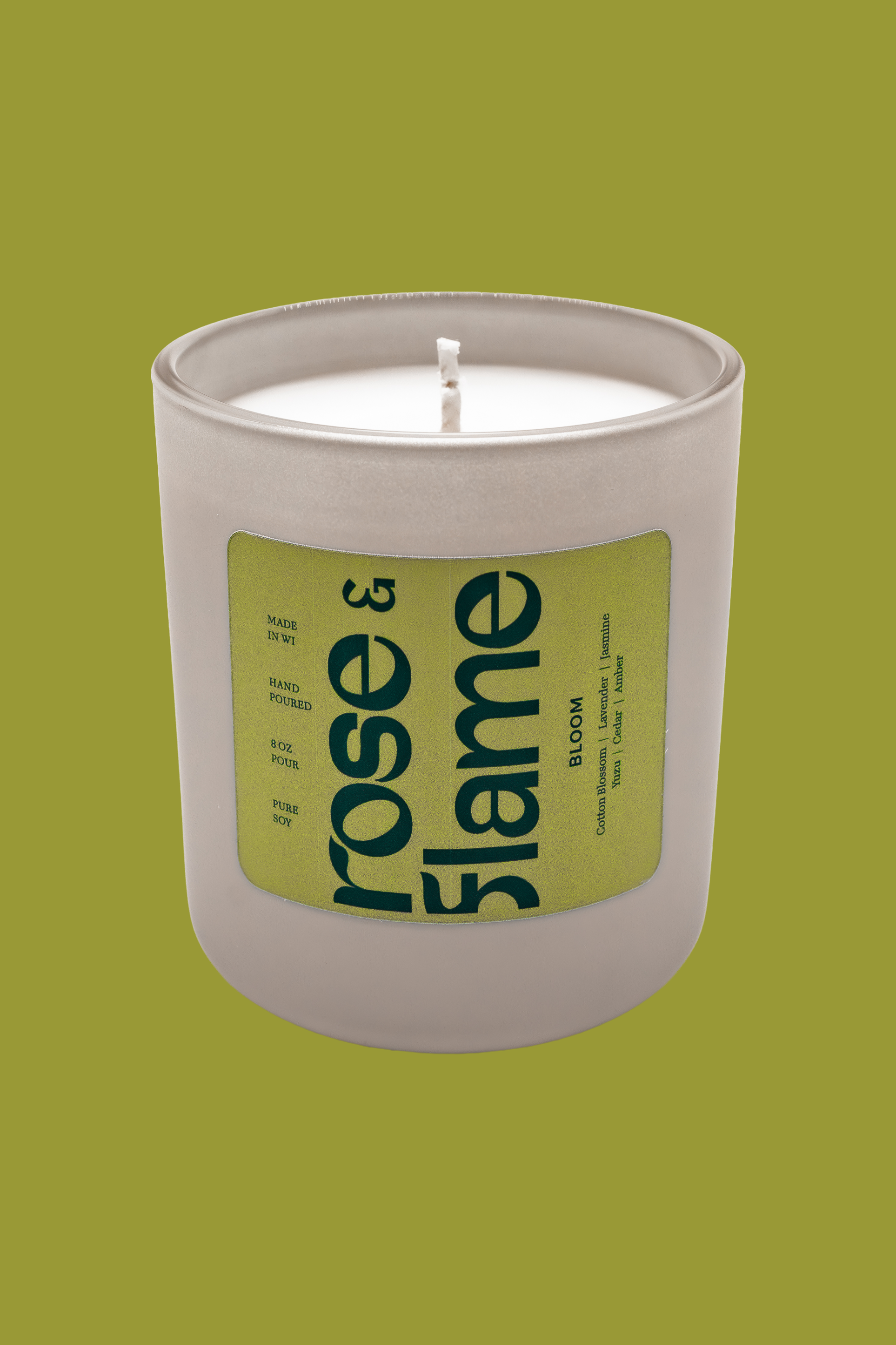 Bloom 8 oz soy candle in a glass jar