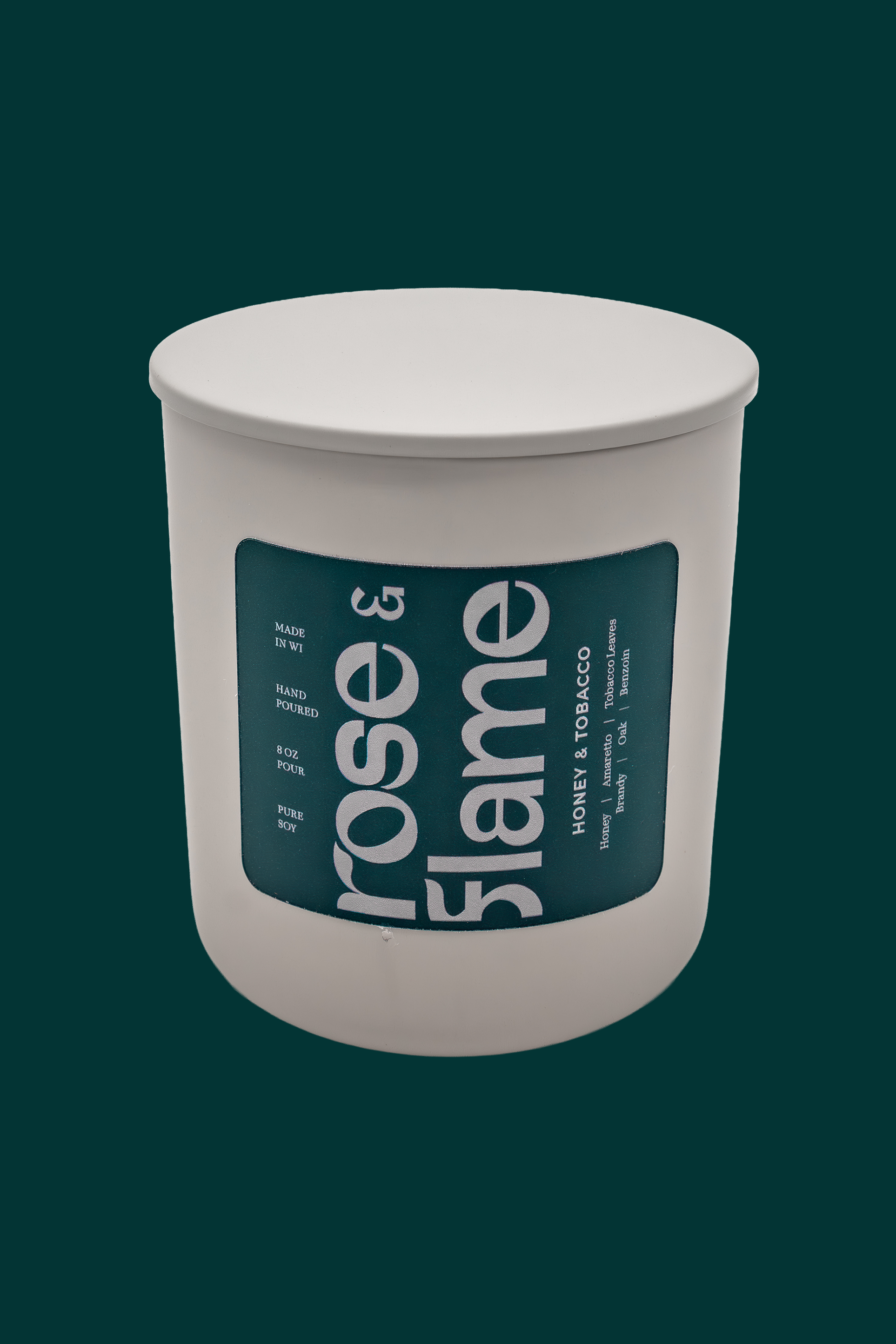 Honey & Tobacco 8 oz candle with lid
