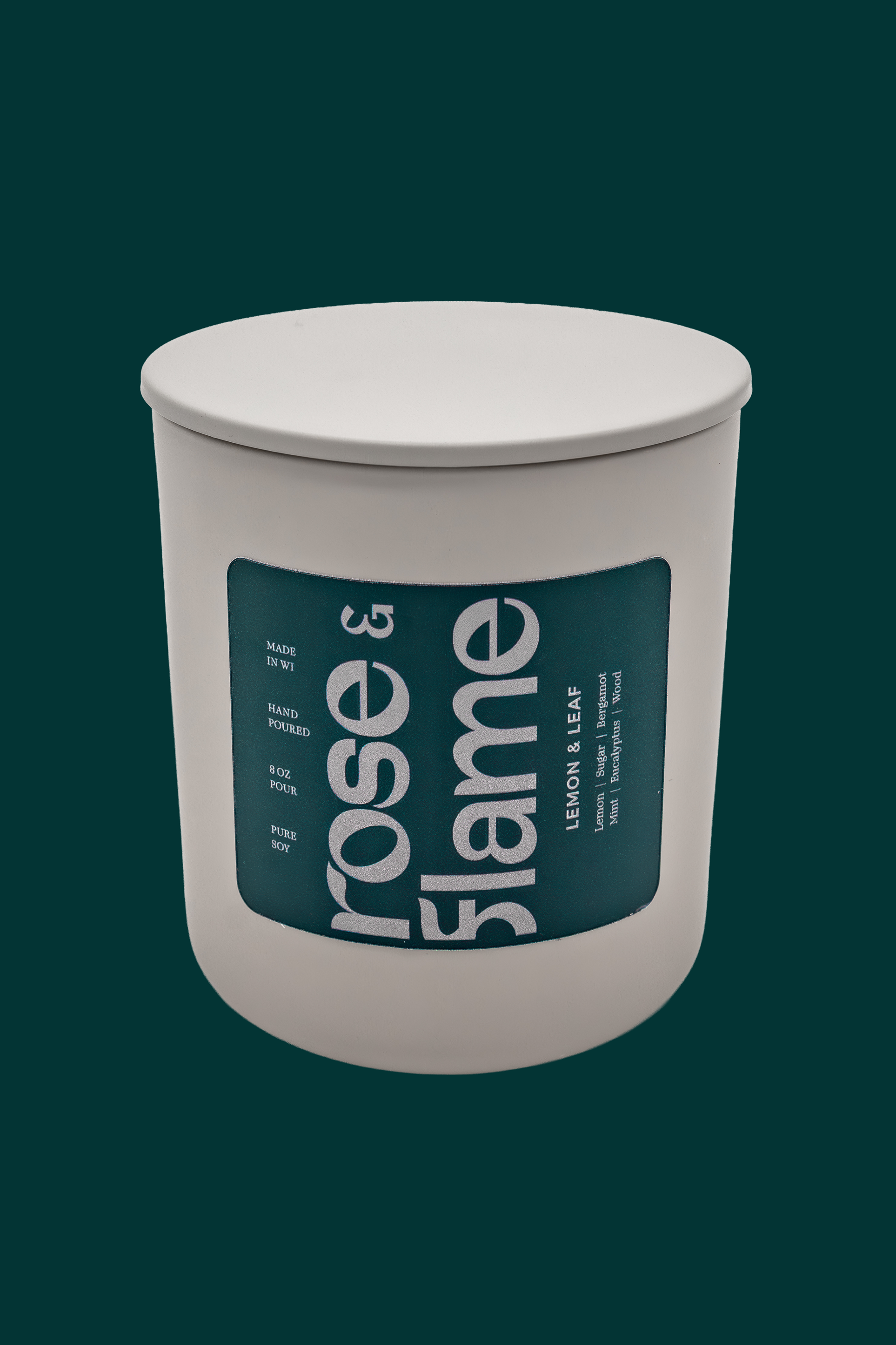 Lemon & Leaf 8 oz candle with lid